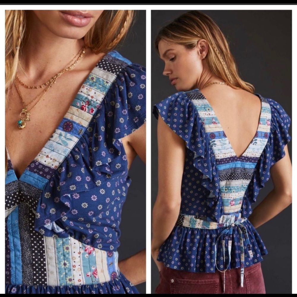 NWT Let Me Be Ruffled Patchwork Top - Picture 2 of 8